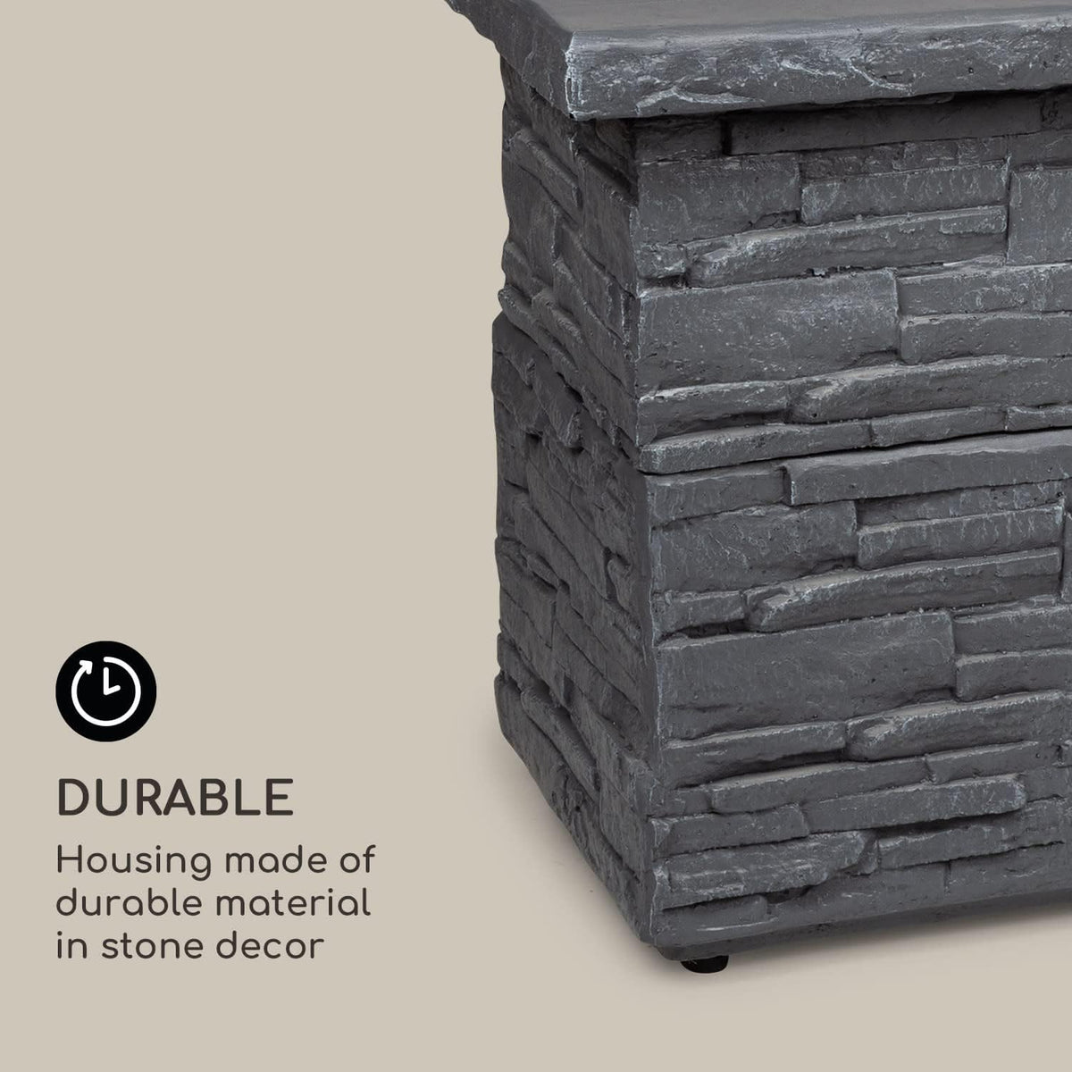 Blumfeldt Anafi Gas Fireplace, Patio Heater Gas with 40,000BTU/13KW, Fireplace with Cover, Stainless Steel Burner, Radiant Heaters & Fireplaces, Light Grey - QUORE