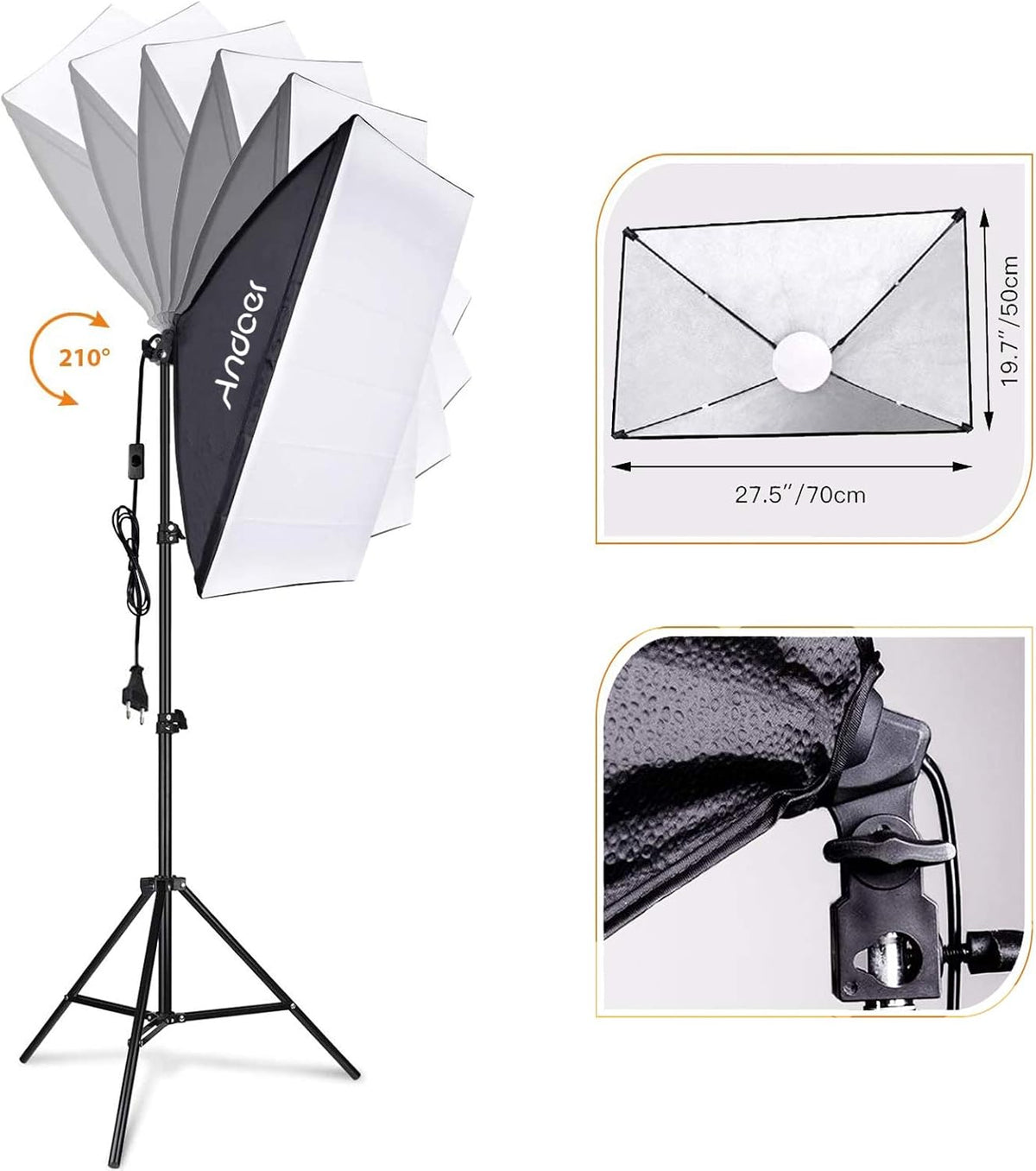 Softbox-verlichtingsset 3-delig – Fotostudio Kit – Fotolichtset – Studiolicht – Continu Licht – 85 W Dimbare Tweekleurige LED-lampen 2800K-5700K – 50 x 70 cm Softboxen met Afstandsbediening en Verstelbare Statieven