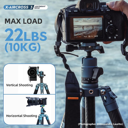 Fotopro 60 Inch Koolstofvezel Camera Statief met 360 Ball Head 1/4 Quick Release Plaat Lichtgewicht Professioneel Statief voor DSLR Opvouwbare Maat 360 Inch Max Laadt 10 kg