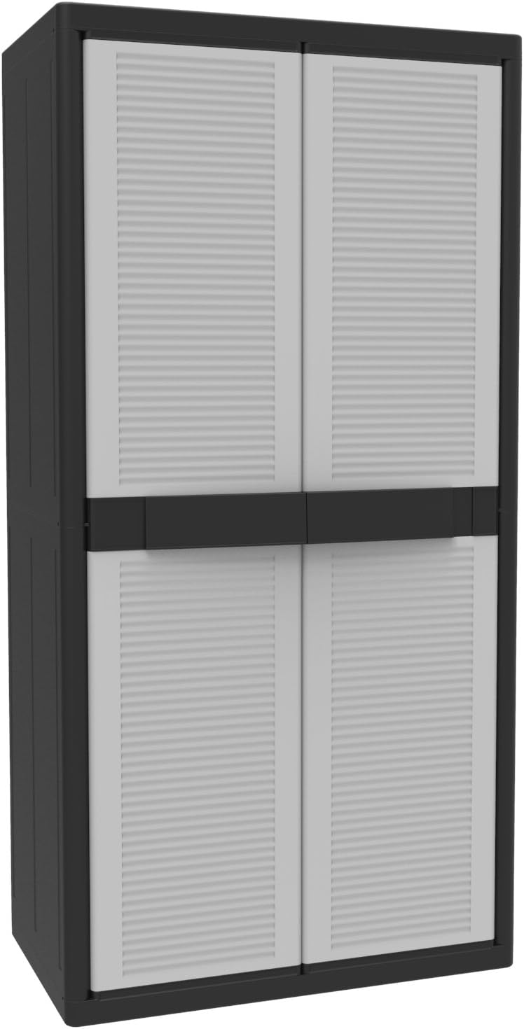 Terry Jumbo Cab 2900 Qblack, Spacious 2-door cabinet, 3 internal adjustable shelves - 89.5 x 53.5 x 180 cm - QUORE