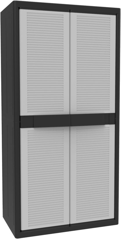 Terry Jumbo Cab 2900 Qblack, Spacious 2-door cabinet, 3 internal adjustable shelves - 89.5 x 53.5 x 180 cm - QUORE