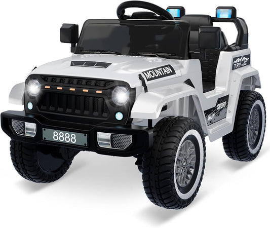 Elektrische auto voor kinderen, 12 V, kinderauto met 2,4 G-afstandsbediening, elektrische auto met bluetooth, muziek, claxon en koplamp, 3-6,5 km/u, kindervoertuig, elektrisch voor kinderen van 3 tot