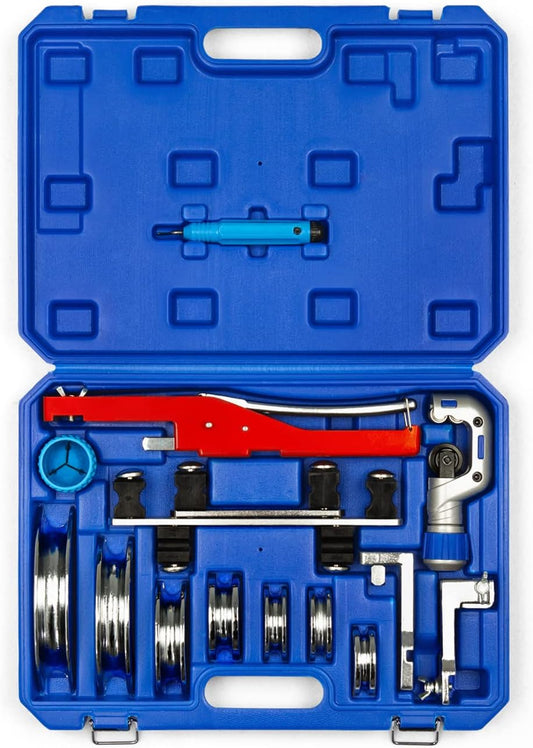 Buisbuiger, buisbuigmachine van koperen buizen en remleidingen, handmatig met buissnijder, ontbramer voor airconditioning, buigtang, remleiding, buiggereedschap, 1/4 inch - 7/8 inch tot 90