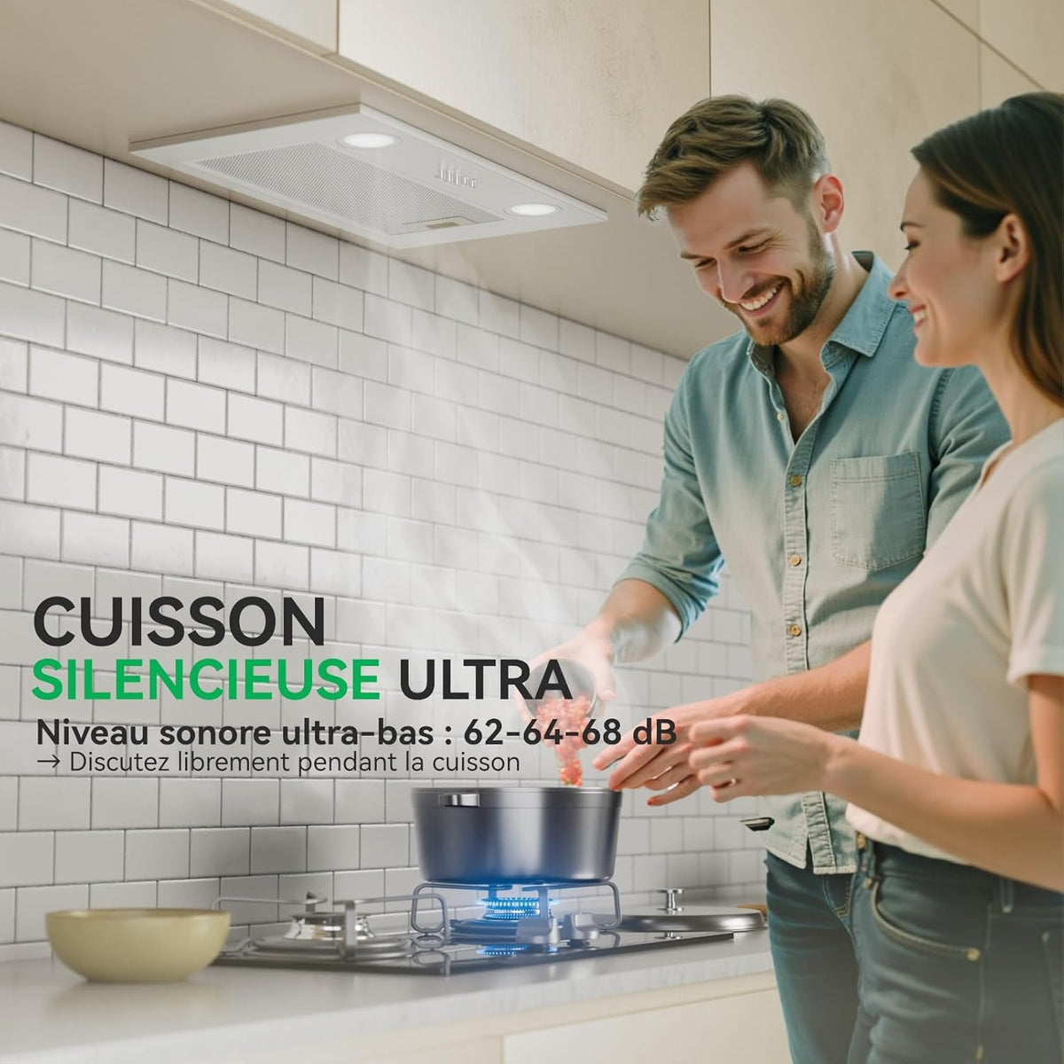 Hermitlux Afzuigkap, 52 cm, inbouw, keukenafzuigkap, luchtstroom 750 m³/h, 68 dB, LED-verlichting, koolstoffilter, roestvrij staal