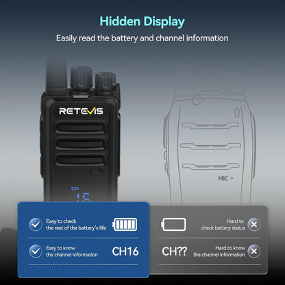Retevis RT668H Walkie Talkie Active View-display, met 10-Weg Oplader, Oplaadbare Walkie-Talkie VOX, USB-C, PMR446 Professionele Tweewegradio met Oortelefoon voor Hotel, Beveiliging (Zwart, 10 Stuks)