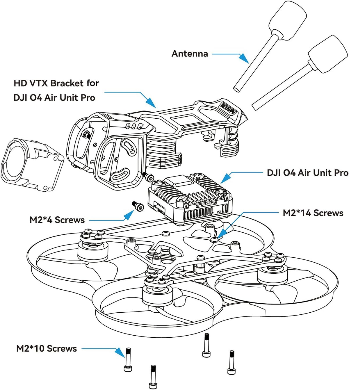 BETAFPV Pavo20 Pro Brushless Whoop Quadcopter with HD Digital Bracket Compatible for O4 Air Unit Pro, with 1104 7200KV Motor, F4 2-3S 20A FC, COB LED Strip for FPV Freestyle Shooting