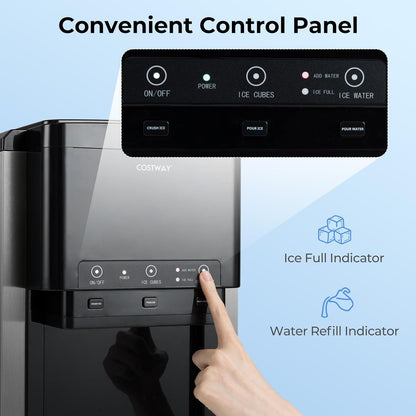 FANTASK 3-in-1 ijsblokjesmachine, 12 ijsblokjes in 9 minuten, waterdispenser met gemalen ijs, ijsmaker 20 kg/dag, compressorkoeling voor thuis, keuken en kantoor