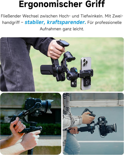 FeiyuTech SCORP MINI 3 Kit – All-in-One Gimbal met AI-Tracking, 2 kg draagvermogen, 1,3" touchscreen & Cooling Phone Clamp – Voor Vlogs, YouTube, TikTok & Camera/Smartphone/Action Cam