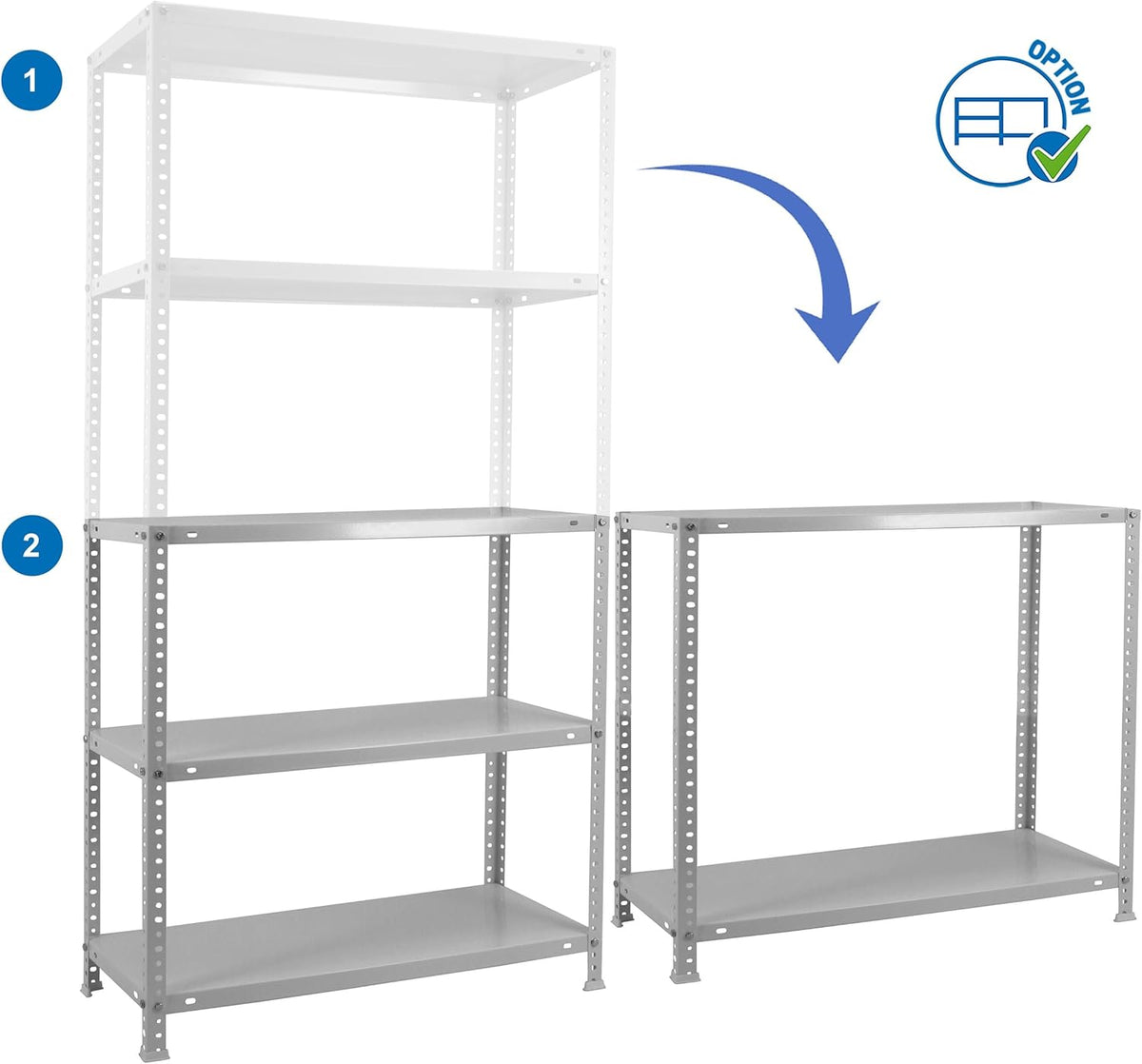 Simon Rack Stellingkast Metaal, 2000x1100x400 mm, Buigpunt 90, 5 Verstelbare Niveaus, Metalen Planken, Robuust Opslagrek voor Garage, Kelder en Werkplaats, Grijs – Simon Classic