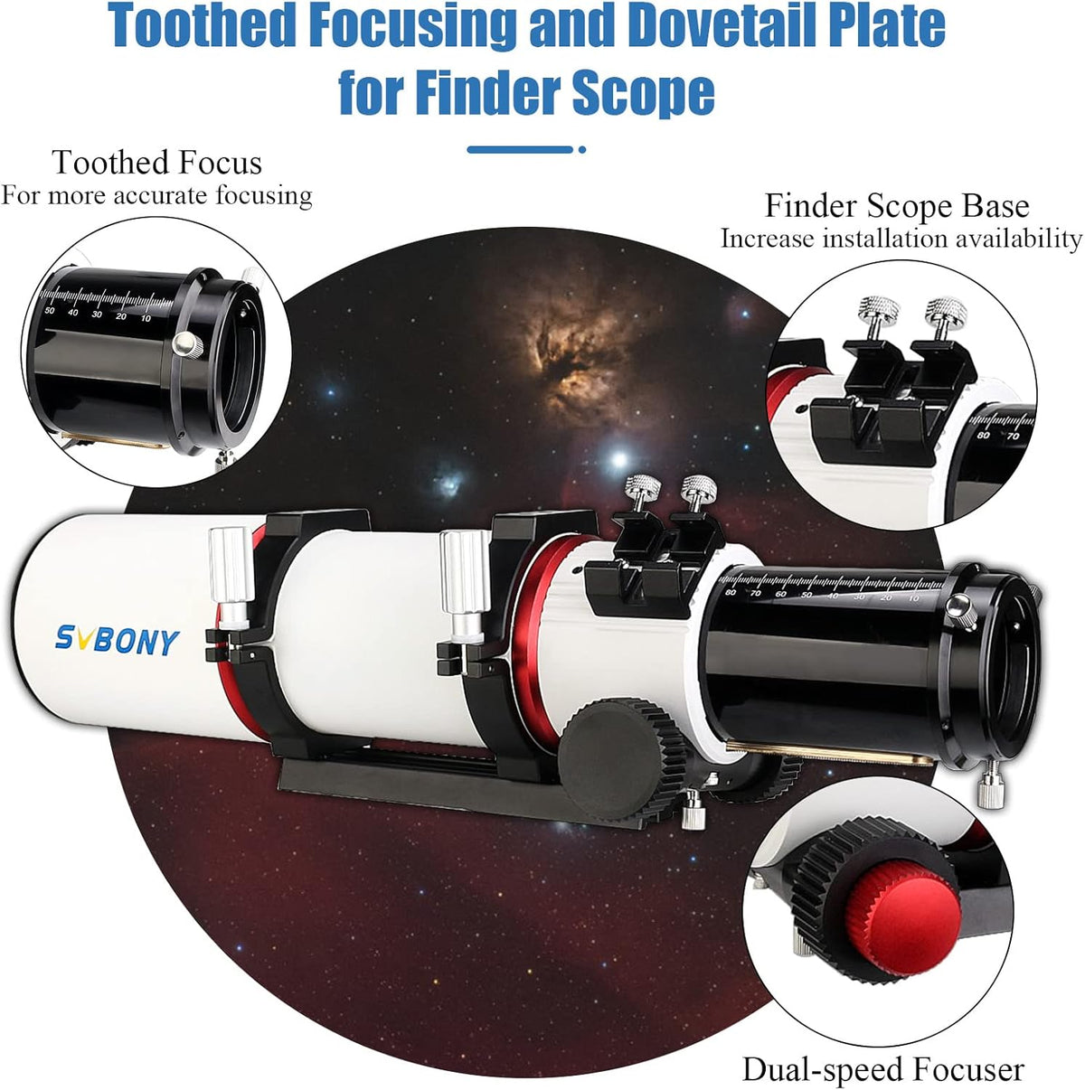 Svbony SV550 APO Refractor Telescoop, 80F6 Apochromatisch Triplet ED OTA, FMC Dubbel Snelheid Focus, voor Diep Sky Fotografie Visueel Astronomie