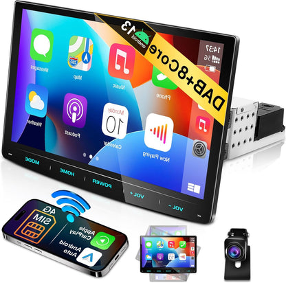 Android 13 Single Din Autoradio – Auto Stereo – Multimedia Speler – Navigatiesysteem – Touchscreen Radio – 10,1 Inch HD Scherm – Draadloze Apple CarPlay & Achteruitrijcamera