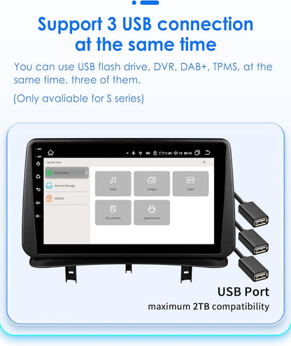 Hizpo Android 13 autoradio voor Renault Clio 3 2005-2014, 8-Core 4G + 32G GPS navigatie 9 inch QLED touchscreen met CarPlay Android Car Bluetooth WiFi 4G LTE DSP spiegel Link FM/AM