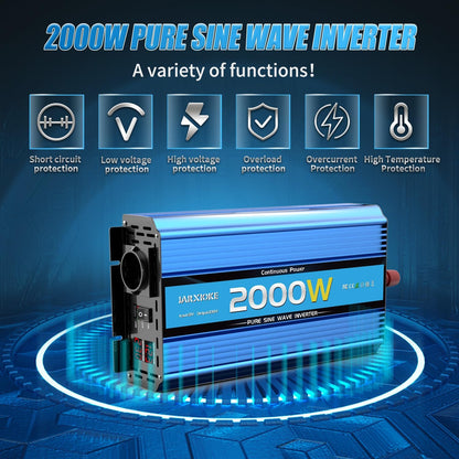 Omvormer 12 V 220 V Pure Sinus 2000 W/4000 W spanningstransformator met USB en EU wisselstroom