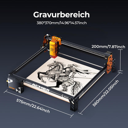 ACMER Lasersnijmachine P1 S PRO 6W voor beginners, 6W lasergraveermachine, lasergraveermachine, 380 x 370 mm, voor metaal, glas en hout