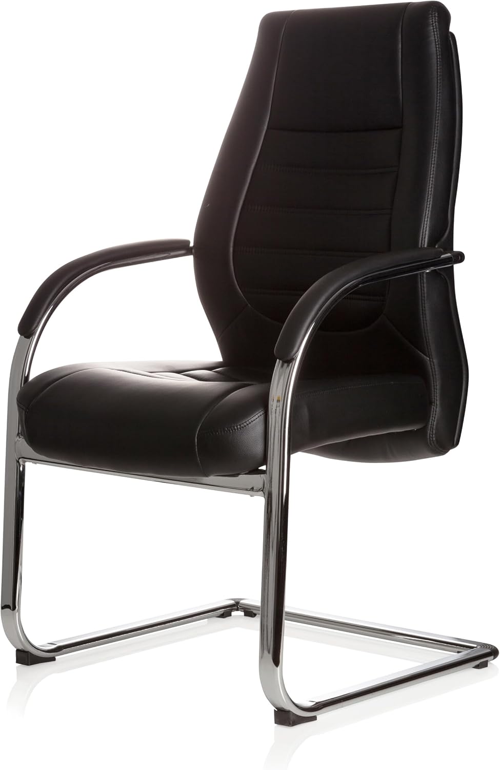 hjh OFFICE 600986 Conferentiestoel Vitoro V kunstleer zwart comfortabele cantilever bezoekersstoel, 107 x 58 x 59 cm