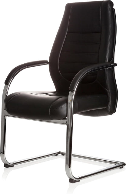 hjh OFFICE 600986 Conferentiestoel Vitoro V kunstleer zwart comfortabele cantilever bezoekersstoel, 107 x 58 x 59 cm