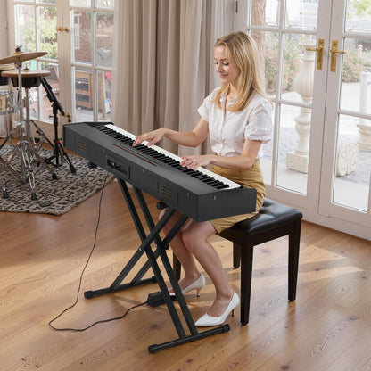 Digitale piano – Elektrische piano – Keyboard – Piano met gewogen toetsen – Pianotoetsenbord – Zonder houder – 88 volledig gewogen toetsen – Dual-toetsenbordmodus