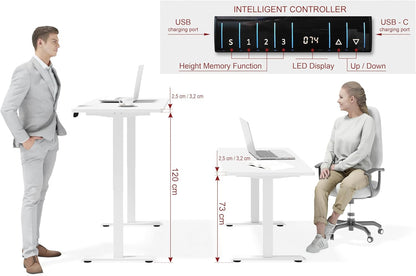 Homlando Desk BIMotion 1S 140 x 70 x 3.2 cm - Desk table with automatic ride - Height adjustable with height adjustment - electric - ergonomic standing desk (nut/black frame) - QUORE