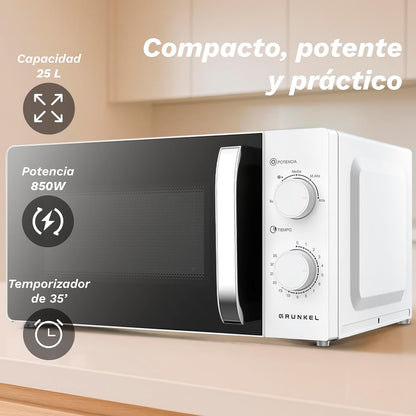 Magnetron – Microgolfoven – Magnetronoven – Keukenmagneet – Magnetron Zonder Grill – 25 Liter Inhoud – 850 W Vermogen Met 5 Standen – Ontdooifunctie En Timer 30 Min