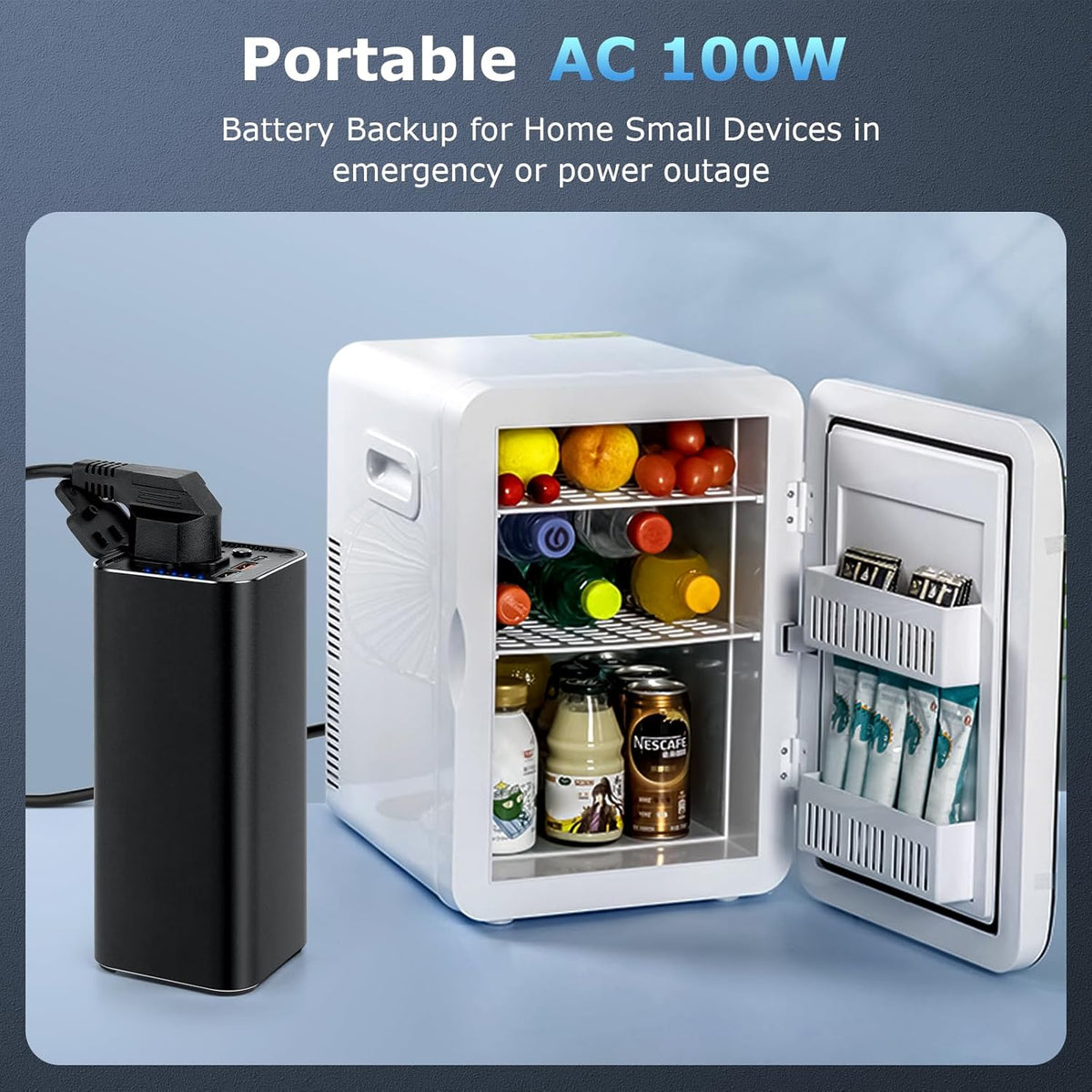 Powerbank, 27000mAh Powerstation 98wh externe batterij met 100W AC stopcontact draagbare oplader met USB-aansluiting universele reisoplader P6