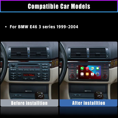 Autoradio BMW E46 – Auto Stereo – Multimedia Speler – Navigatiesysteem – Radio Ontvanger – Draadloze CarPlay & Android Auto – Linux Systeem Snelle Start – Touchscreen Bluetooth USB FM AM