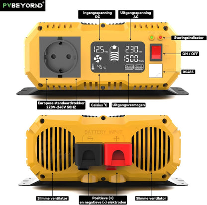 Omvormer 12V naar 230V Zuivere Sinus 1500W/3000W Spanningsomvormer 12V 230V Met een externe LCD-controller, geschikt voor campers en elektrische installaties in huis