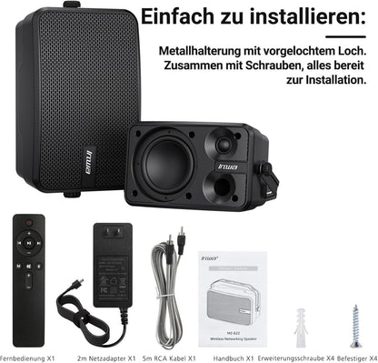 Wandluidsprekerset – Bluetooth Speakerset – Luidsprekerset – Actieve/Passieve Speakers – Set van 2 – 400W Piekvermogen – IPX5 Waterdicht