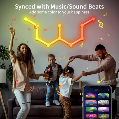 Aogled Wandlampen Hexagon LED-stripverlichting Smart Wi-Fi RGB-lichtpanelen met doe-het-zelfdecoratie, audiosynchronisatie, sfeerdetectie,voor woonkamer, e-sportruimte, 9+9 LED-panelen