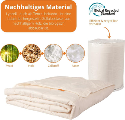 Sleepling Ganzjahresdecke Lyocell Tencel 200x200 cm, Dekbed, 100% katoen, medium dekbed 200 x 200 cm, dekbed voor het hele jaar, slaapdekbed, gemaakt in Nederland, Oeko-TEX, antimicrobieel