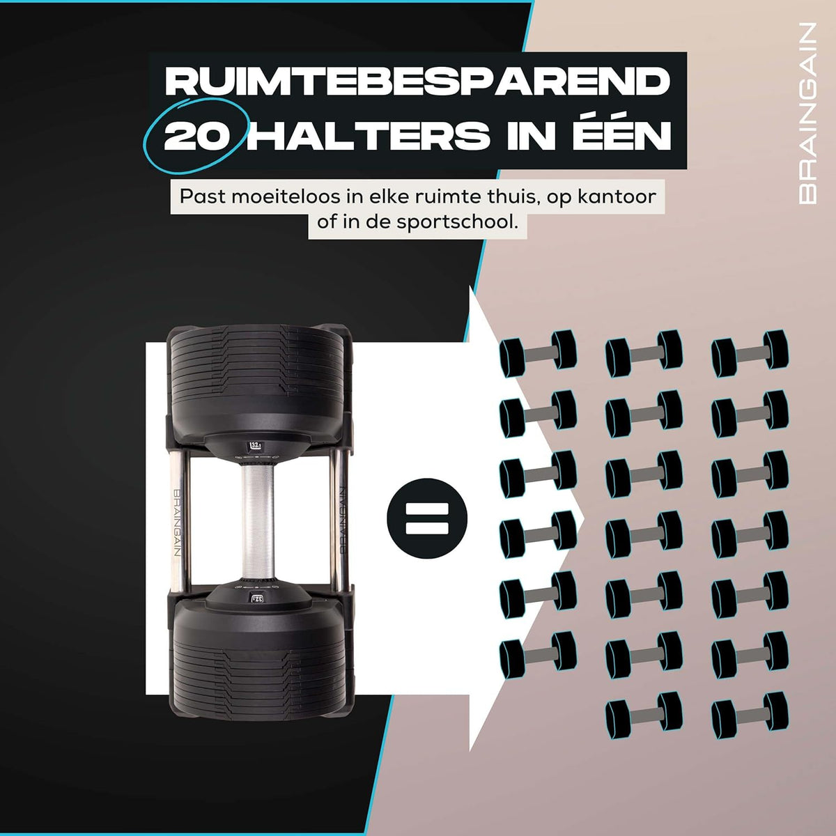 BRAINGAIN Adjustable Dumbbells - Versatile weights for strength training at home - QUORE