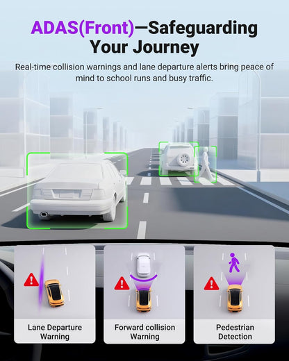 Dashcam – Autocamera – Dashboardcamera – Voor En Achter Camera – Dubbele Dashcam – 4K Voorcamera + 2.5K Achtercamera – ADAS/BSD, HDR Nachtzicht & 5 GHz Wifi, GPS