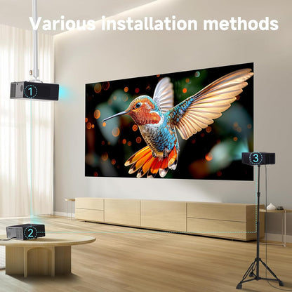 WANBO X5 Pro Beamer 4K HDR10, Google TV/Netflix Officiële/1100 ANSI, KI Autofocus Keystone, Stil 26 dB, 1080P FHD, 5G+2.4G WiFi Bluetooth, Spraakbediening, Smart Projector for Home/Outdoor/Gaming