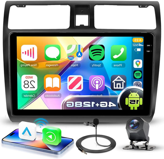 4G+128G Car Radio Android 15 for Suzuki Swift 2005-2010, 10.1 Inch In-Cell HD Touch Screen with Wireless Carplay Android Car GPS Wi-Fi USB Bluetooth FM RDS Radio Rear View Camera - QUORE