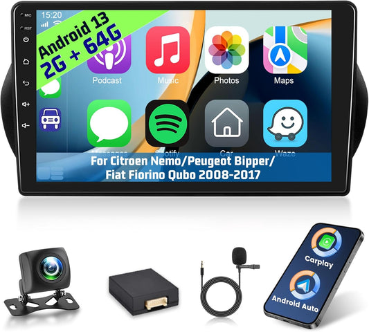 Carplay car radio for Citroën Nemo/Peugeot Bipper/Fiat Fiorino Qubo 2008-2017