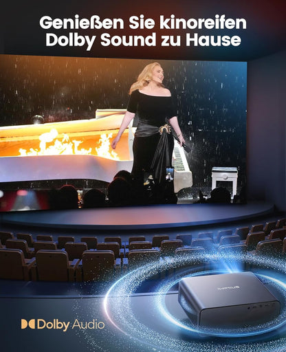 Mini-projector 4K met Netflix, officiële Dolby Audio, 900 ANSI Auto Focus / 6D, trapeziumcorrectie, wifi 6/Bluetooth, Full HD, 1080P, thuisbioscoop, buitenprojector, draagbaar, voor Android/iPhone