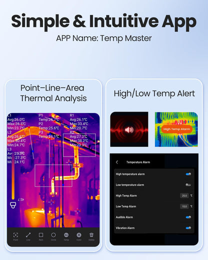 Warmtebeeldcamera voor iPhone 15/16 en Android Thermal Master P1 Infraroodcamera, Super IR-Resolutie 320 x 240, -20 °C -600 °C, huisinspectie, 15x Zoom