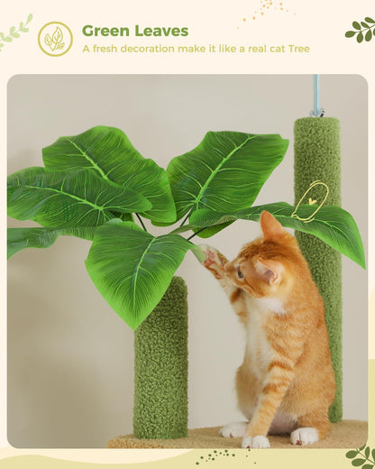 PAWZ Road High Cat Tree Floor to Ceiling Cat Tower Cactus with Adjustable Height (230-252cm), Cat Climbing Activity Center with Scratching Posts, Apartment, Cozy Hammock and Dangling Balls for - QUORE