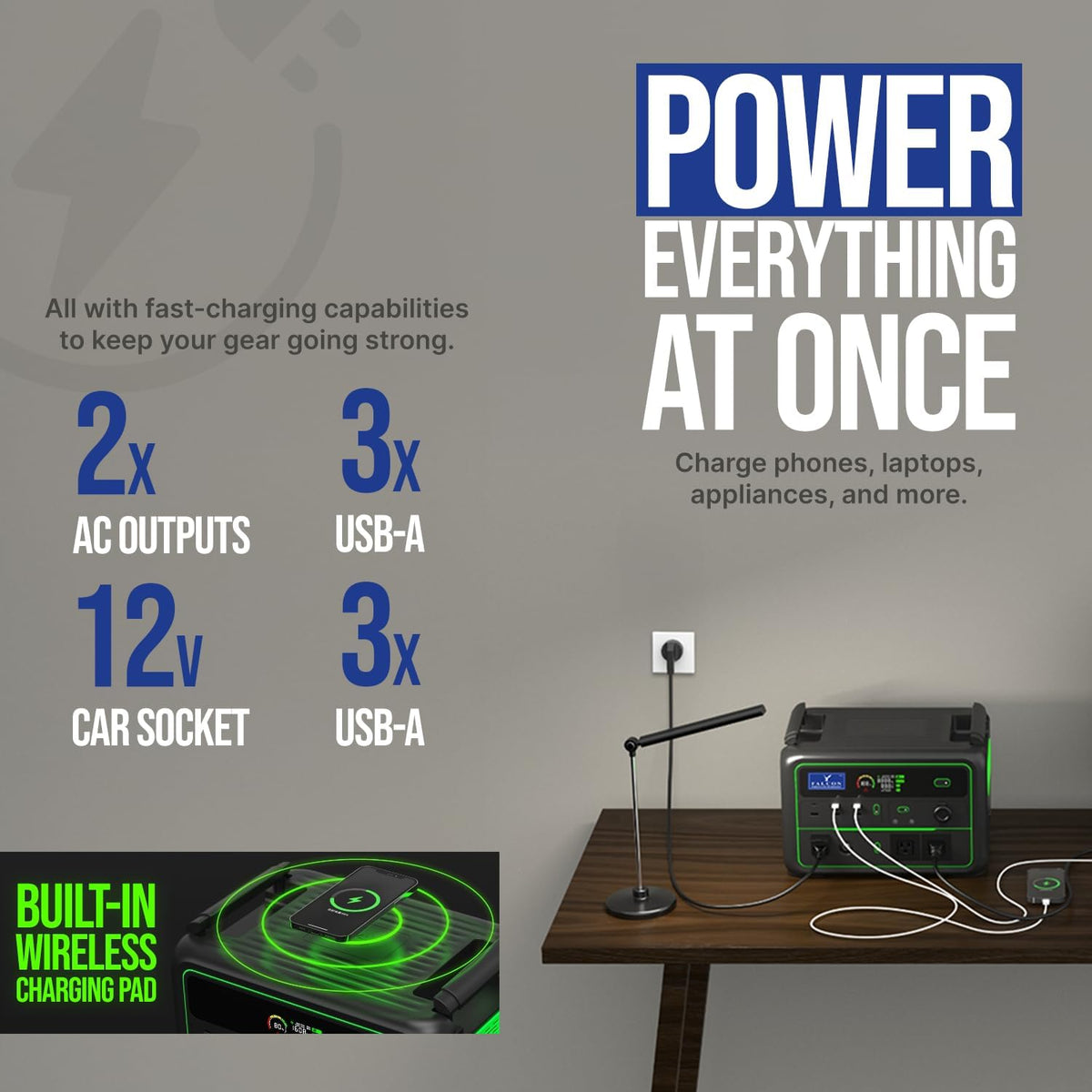 Draagbare Power Station – Mobiele Batterij – Externe Accu – Noodstroomvoorziening – Camping Accu – 1120Wh LiFePO4 Batterij – 2x 1200W AC Uitgangen met Snelladen