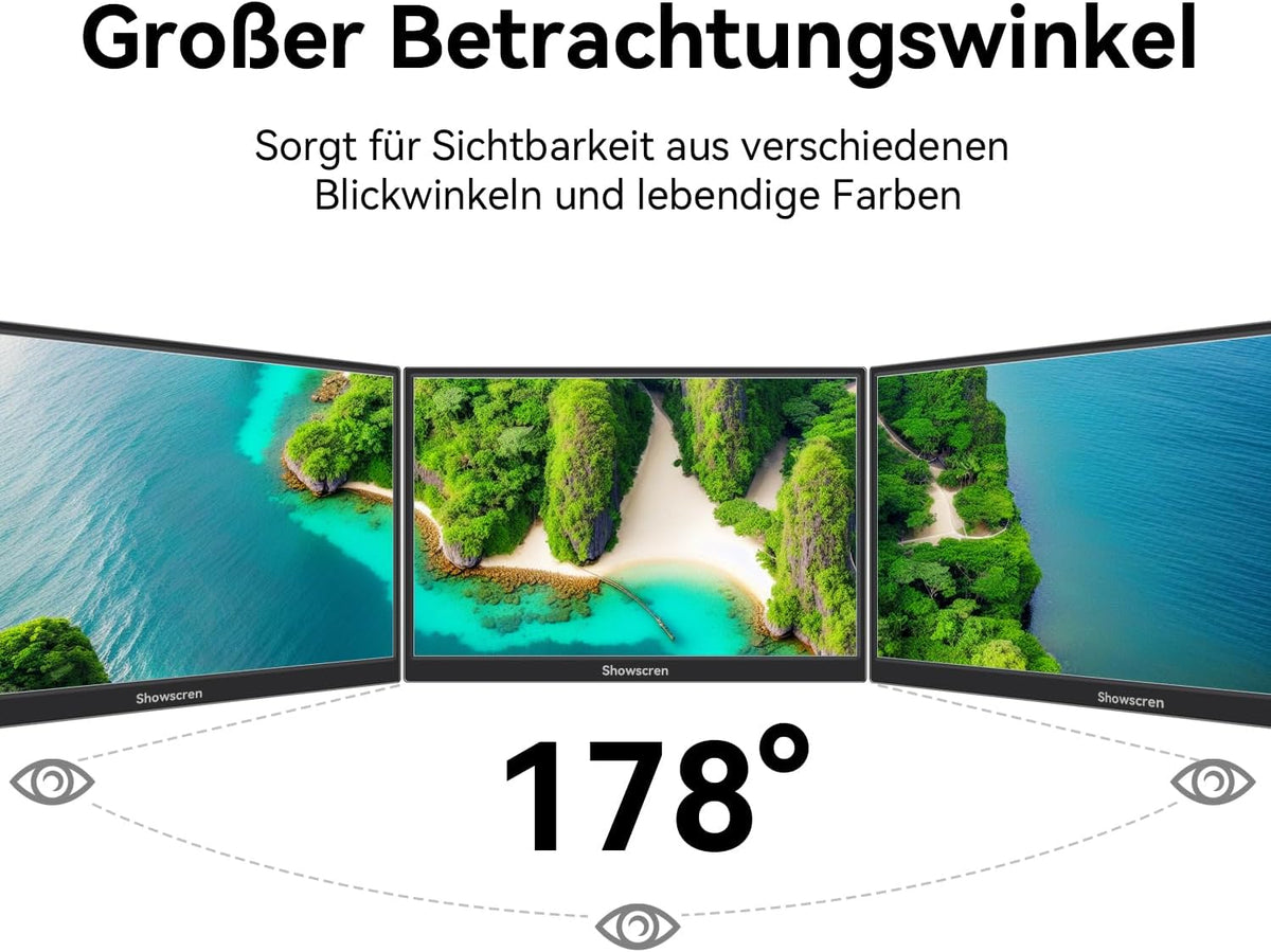 Portable Monitor 14 inch 1920 x 1200p 60Hz 400/CD Brightness 99% sRGB with Speaker HDMI USB-C Monitors for Laptop PC Phone Xbox PS3/4/5 Raspberry Pi, Portable Screen Expanding - QUORE