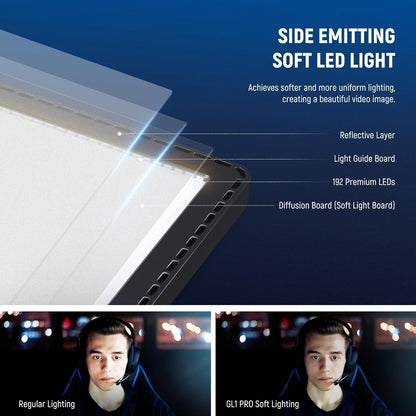 NEEWER 15,5 inch Streaming Light Key Light, CRI97+ klem voor fotoverlichting op led-paneel, 2,4 GHz PC/Mac iOS/Android APP Control, compatibel met Elgato Stream Deck voor video, GL1 Pro, zwart