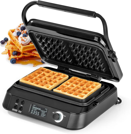 Premium Wafelijzer in de Midnight Edition | 1600 W | 5 programma's | 7 bruiningsniveaus | LCD display | countdown timer | extra diepe verwarmingsplaten voor extra luchtige wafels