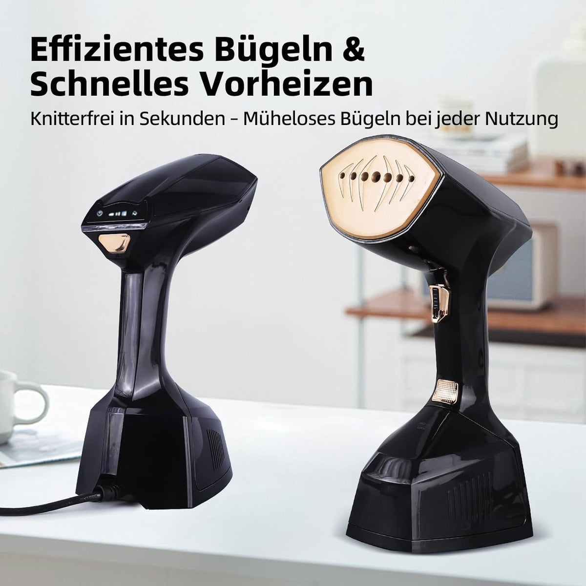 Handstomer – Kledingstomer – Stoomstrijkijzer – Stoomapparaat – Stoomborstel – Zwart – Snelle Opwarming Binnen 20 Seconden – Tot 35 G/Min Stoomafgifte