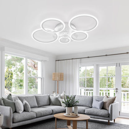 Plafondventilatoren Met Verlichting met Afstandsbediening, LED Ring Ventilator Lamp Plafond, Dimbaar, DC Motor, Omkeerbare 6 Snelheden, Ceiling Fan with Light voor Slaapkamer, Keuken