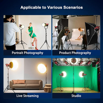 GVM 300 W led-videolamp, 300 W Bowens LED studiolicht 65000Lux/1 m led fotografie continu licht voor video studio YouTube foto video-opnames, CRI97+, 12 effecten, 2700K - 6800K videolicht