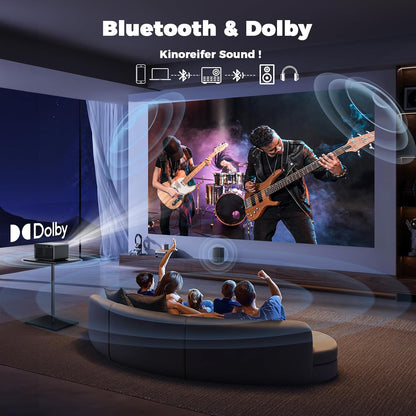 Projector 4K [800+ apps voor Netflix, Browser & Live TV | AI Car Setup & CEC-bediening] Full HD 1080P 1300 ANSI Lisowod Smart Projector met WiFi 6, Bluetooth 5.2, Dolby Audio, Home Cinema & Outdoor