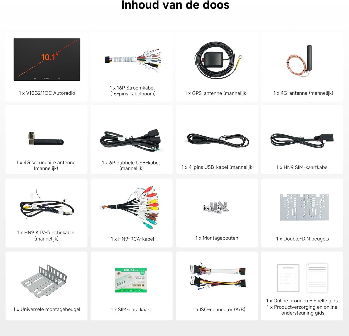 Android Autoradio – Multimedia Systeem – Navigatie Unit – Touchscreen Radio – 2-DIN Stereo – 10.1" QLED Scherm – 6GB RAM & 128GB Opslag – Draadloos CarPlay & Android Auto