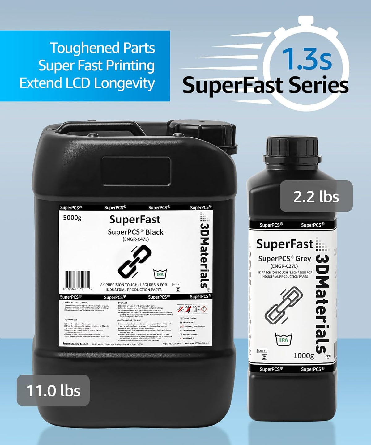 3D-hars – Resin – Printmateriaal – 3D-printvloeistof – 3D-printhars – Supersnel Uitharden 1,5 sec – Hoge Sterkte 1,8 GPa – Wit 5000g – Compatibel Met LCD 4K/8K Printers