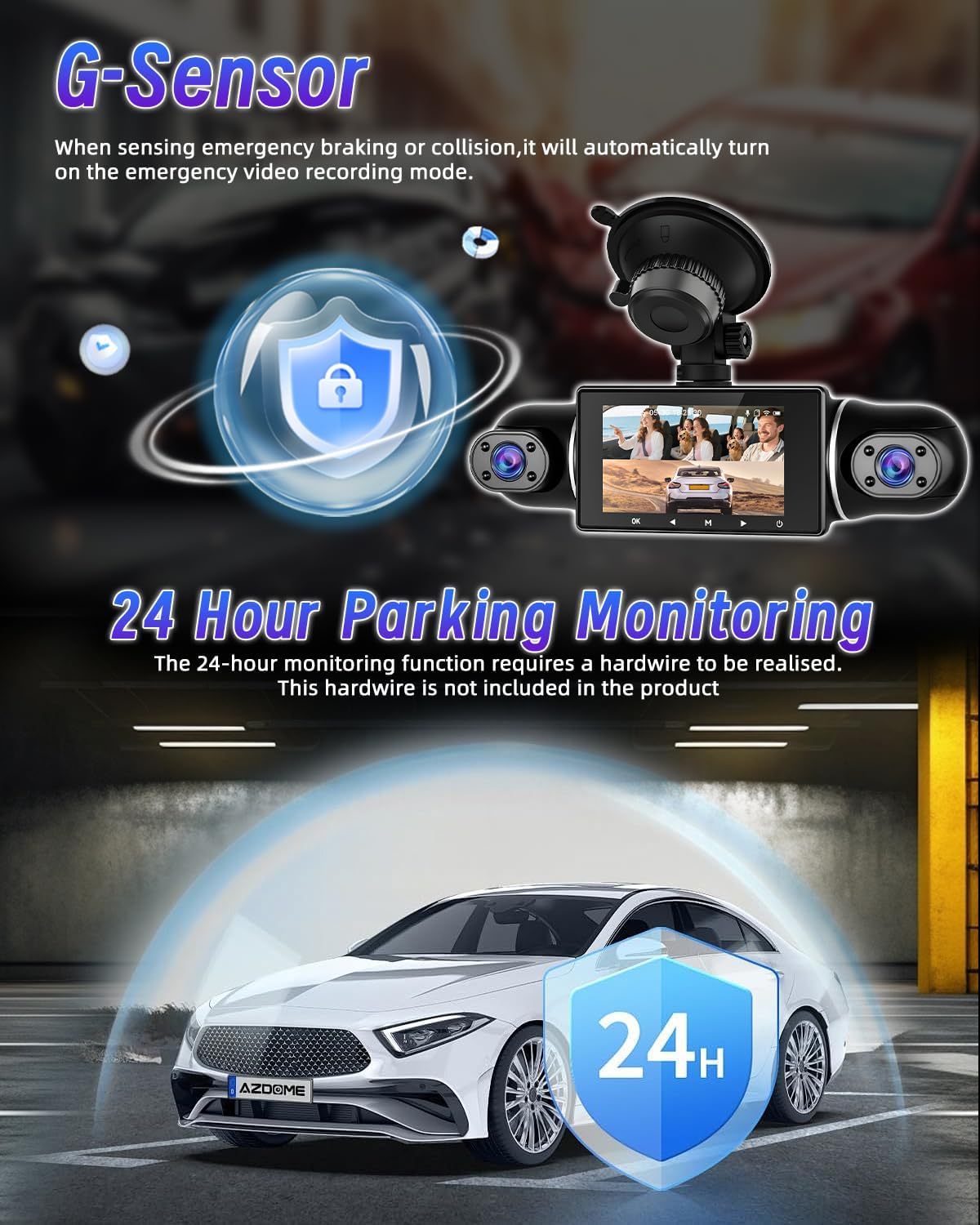 Dashcam – Auto Camera – Rijcamera – 360 Graden Camera – Parkeercamera – Vijf 1080P Camera’s – G-Sensor Met Automatische Noodopname – Nachtzicht Met Wifi App Bediening
