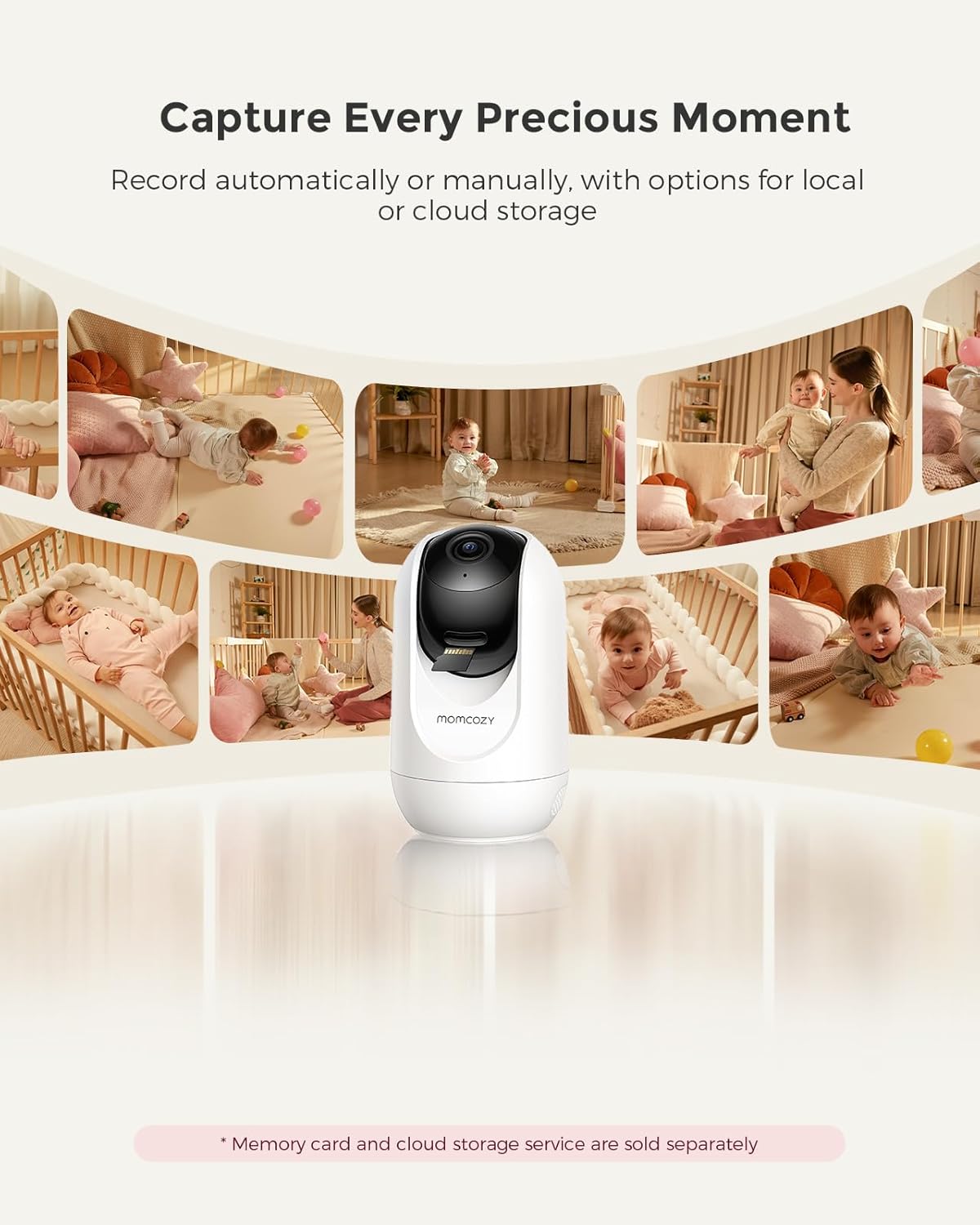 Momcozy BM04 Babyfoon met camera-app, 5 inch wifi-video-babyfoon met camera en audio, 4 x zoom, bewegings- en wijnidentificatie, veilig hek, helder nachtzicht, 2-weg gesprek, foto- en video-opname