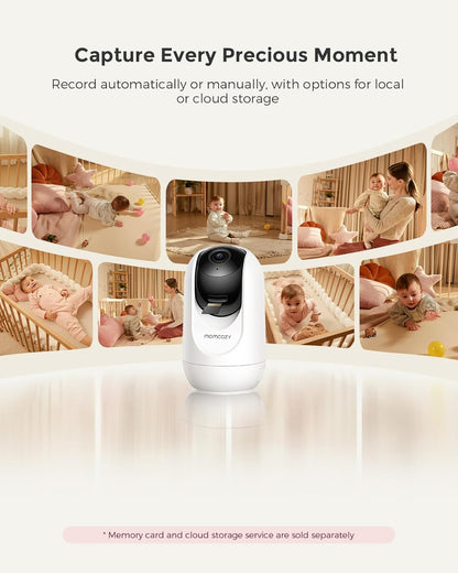 Momcozy BM04 Babyfoon met camera-app, 5 inch wifi-video-babyfoon met camera en audio, 4 x zoom, bewegings- en wijnidentificatie, veilig hek, helder nachtzicht, 2-weg gesprek, foto- en video-opname